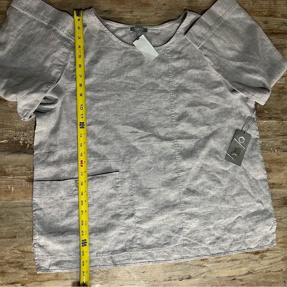 Habitat 41520 Pocket Pullover Top Linen Blend SZ XLarge Gull Lagenlook NWT - Picture 9 of 11